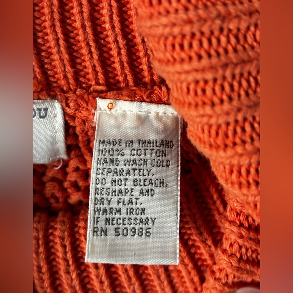 Vintage Lord & Taylor | Orange Cable Knit Turtleneck | M - Picture 6 of 8